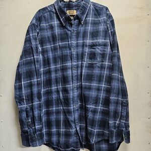 FOUNDRY 2XL Blue Plaid Flannel L/S Button Up Shirt Mens Unisex